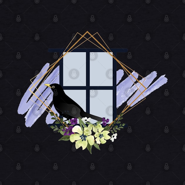 crow on window of flower by Color by EM